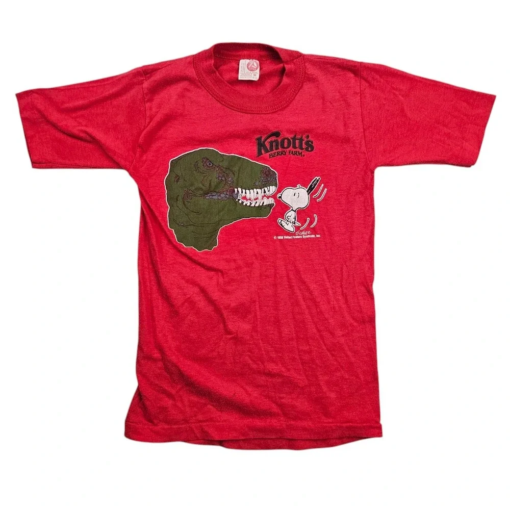 Vintage Knotts Berry Farm Kingdom Of The Dinosaurs Snoopy Shirt Youth Medium 50s